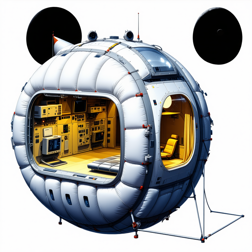 A Large, White, Inflatable Spacecraft With A Dome-shaped Structure