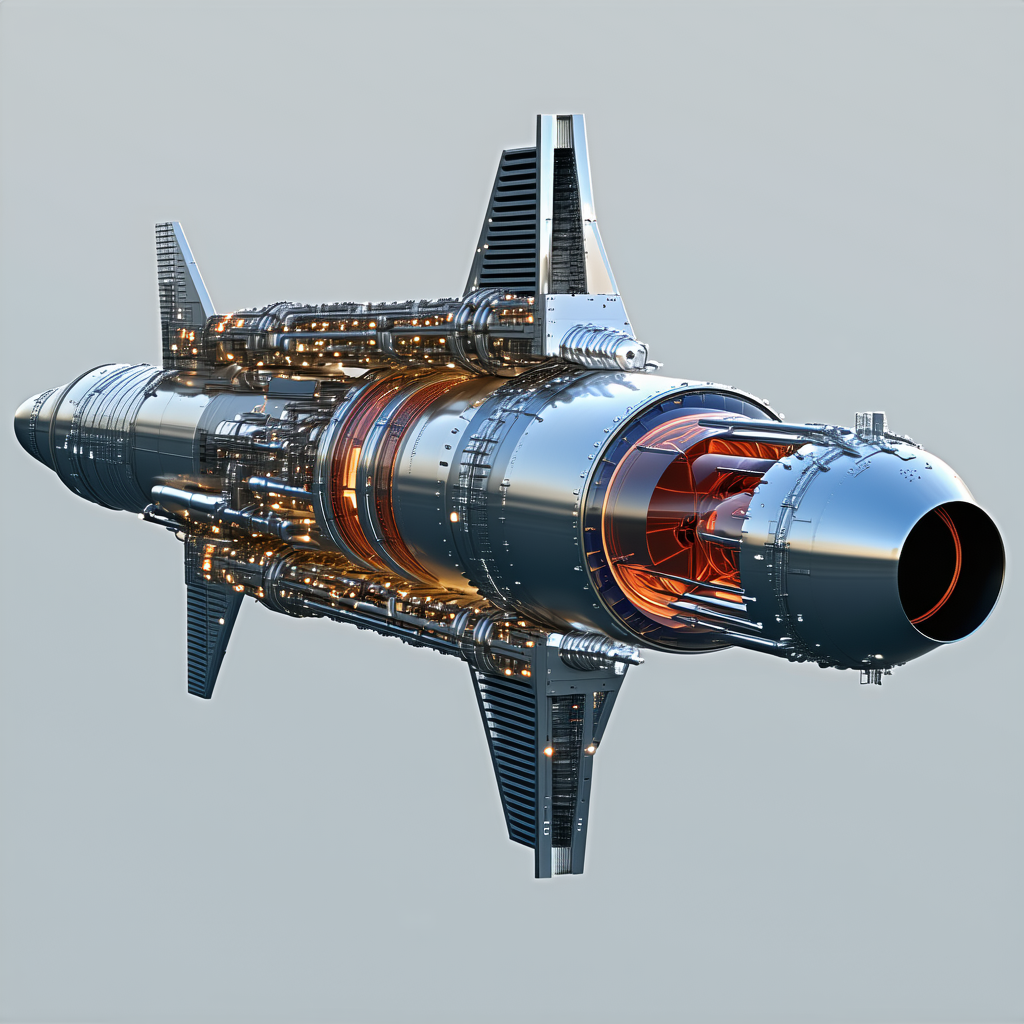 A Large Silver Jet Engine Is Shown In A 3d Model
