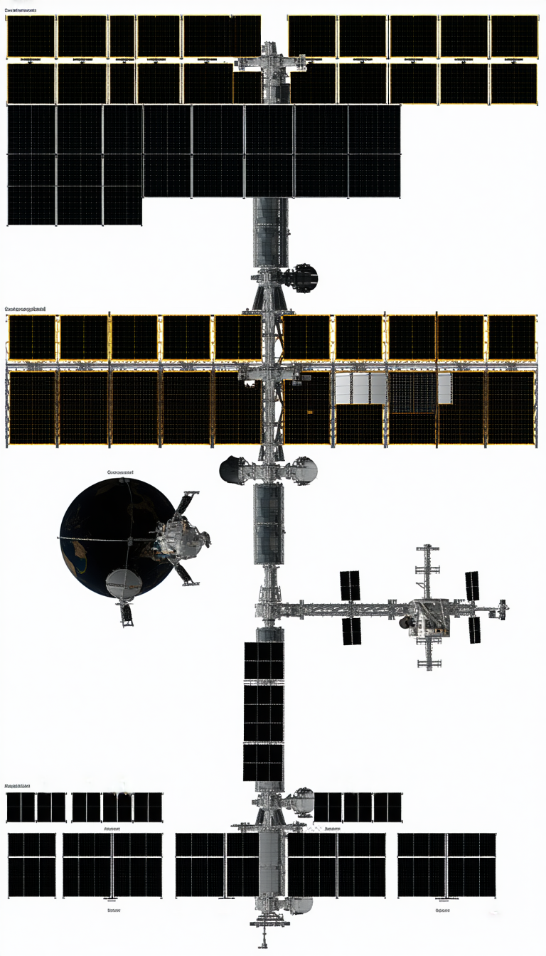 A Space Station Is Shown In A White And Black Image