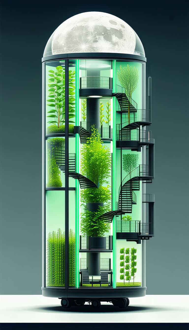 A Large, Multi-level Building Is Filled With Various Plants