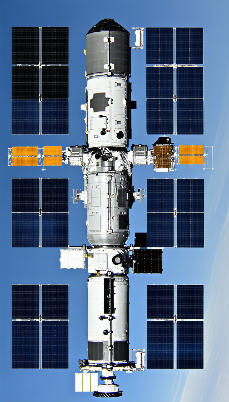 A Space Shuttle With A Large Number Of Solar Panels On Its Side