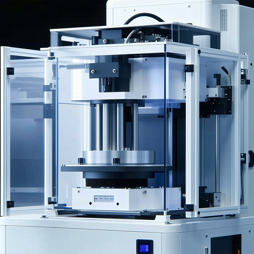 A Large Machine Is Sitting On A Table, With A Clear Glass Covering It