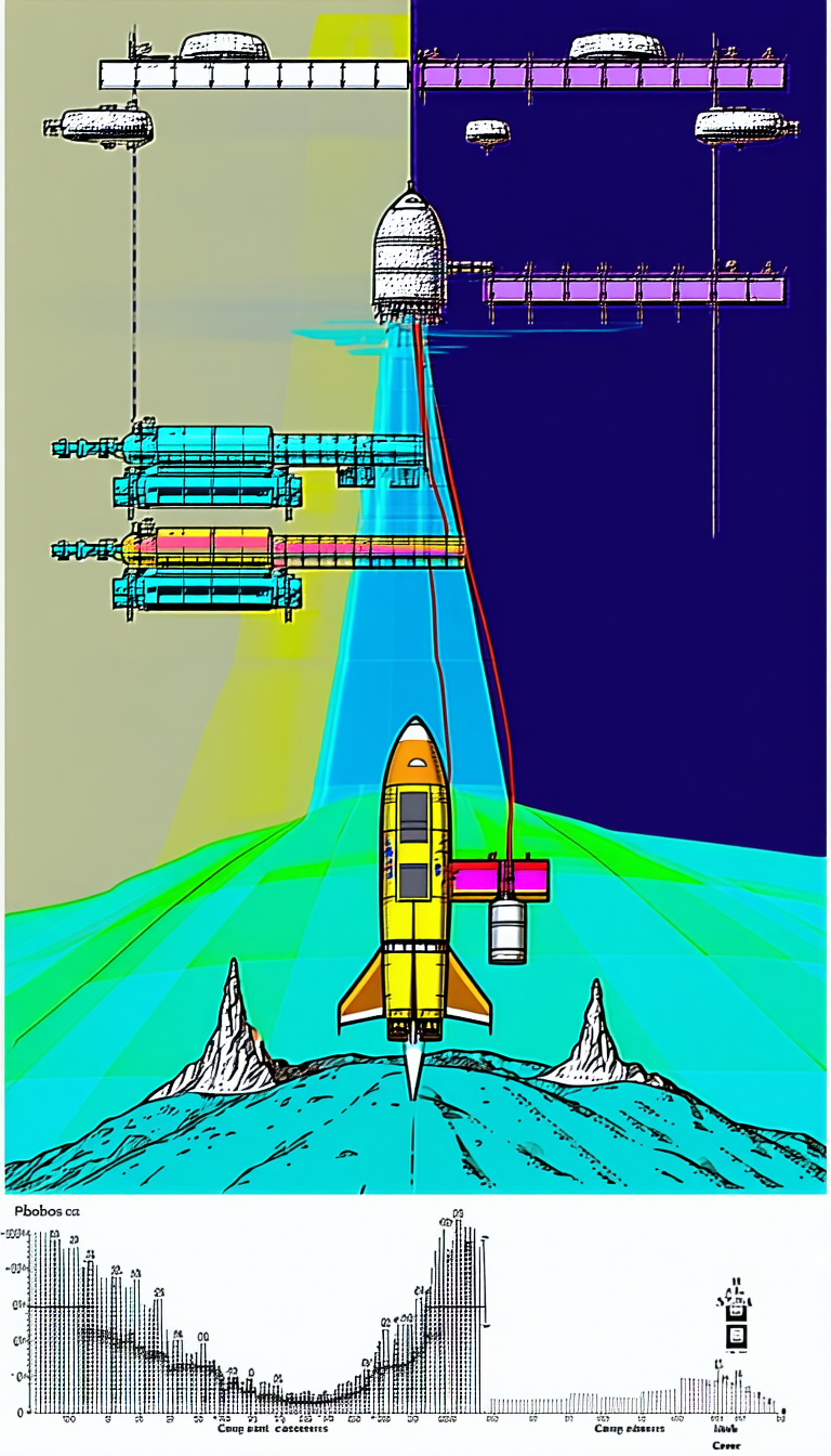 A Yellow Space Shuttle Is Shown In A Blue And Green Background