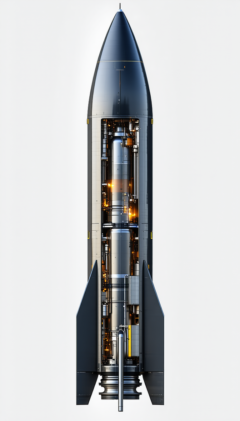 A Large Rocket Ship Is Shown In A White Background