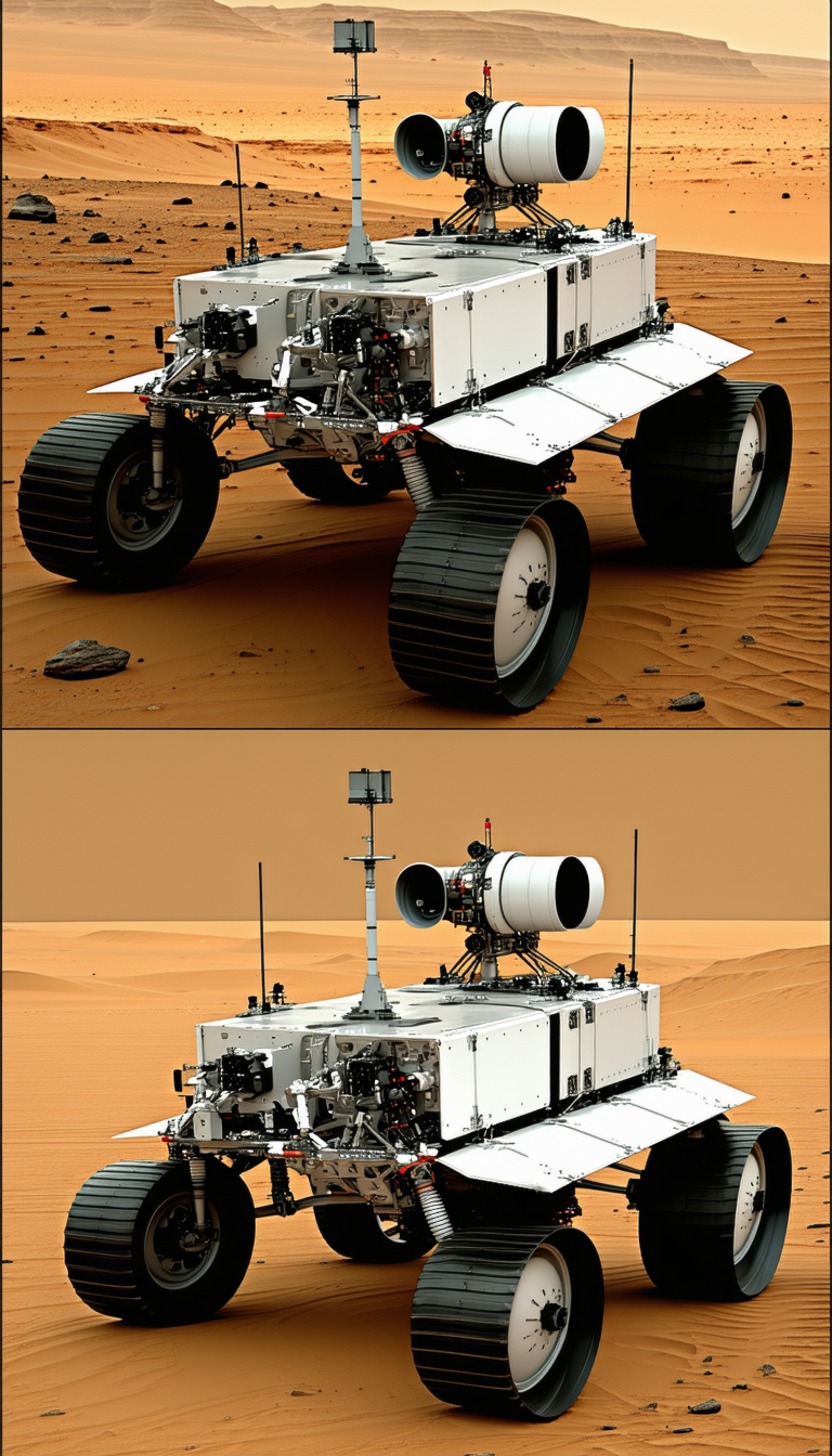 A White Robotic Vehicle With A Large White Dome On Top Of It
