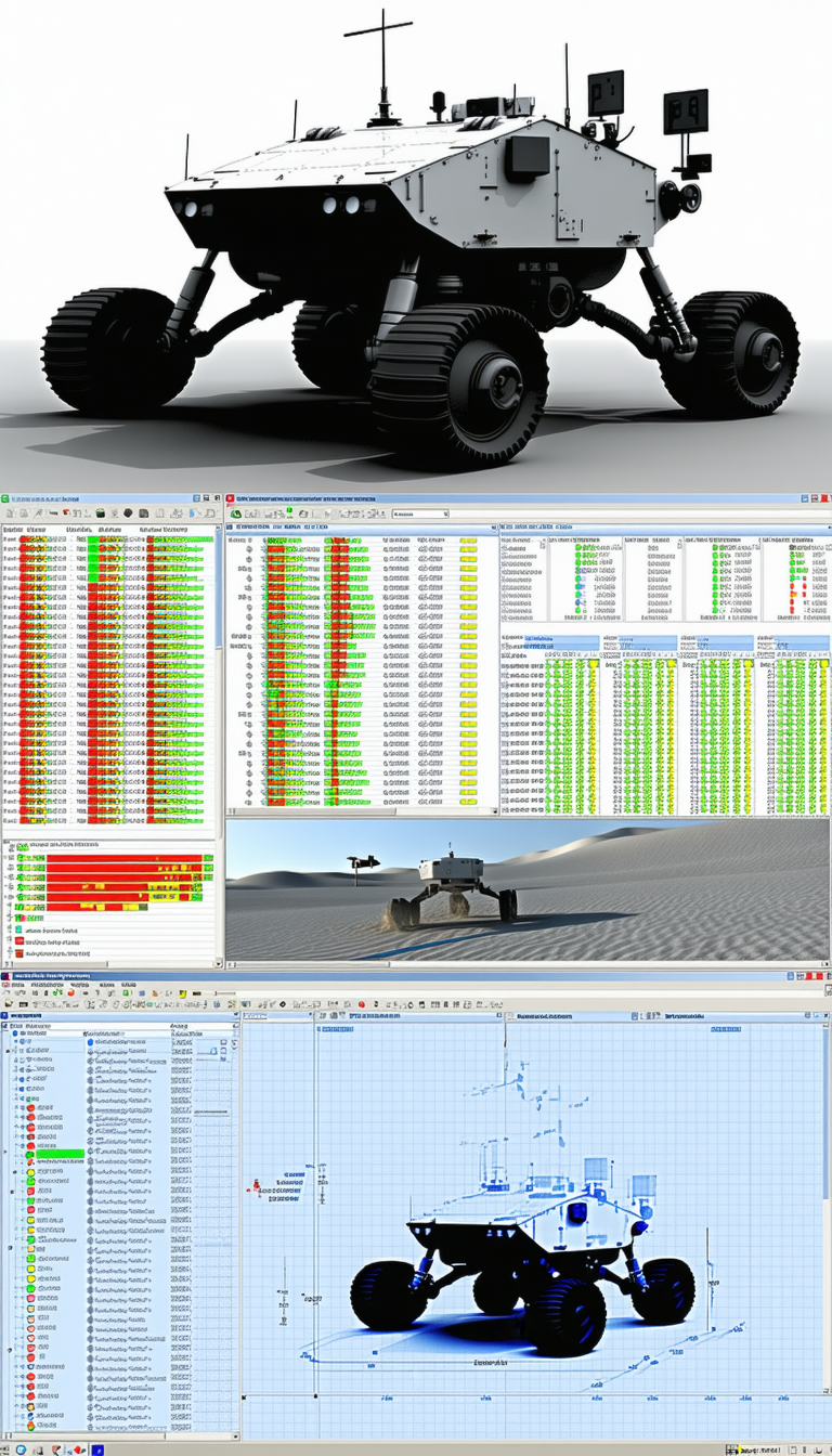 A Computer Screen Displaying A 3d Model Of A Large Four-wheeled Vehicle, Possibly A Tank Or A Truck