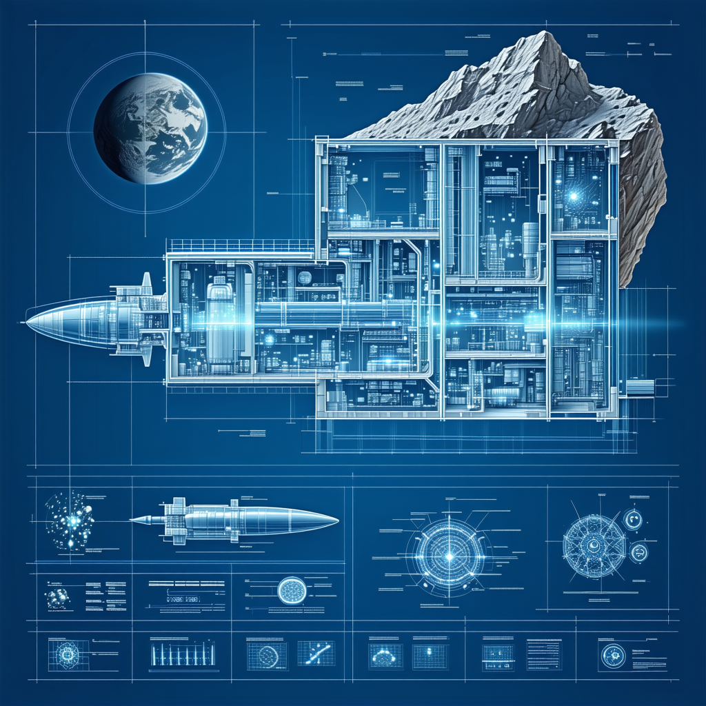 A Blue And White Illustration Of A Spacecraft Is Shown