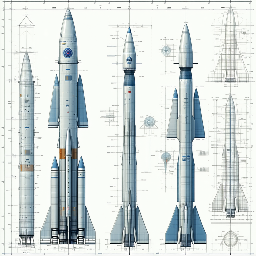 A Drawing Of A Rocket Is Shown In Three Different Stages