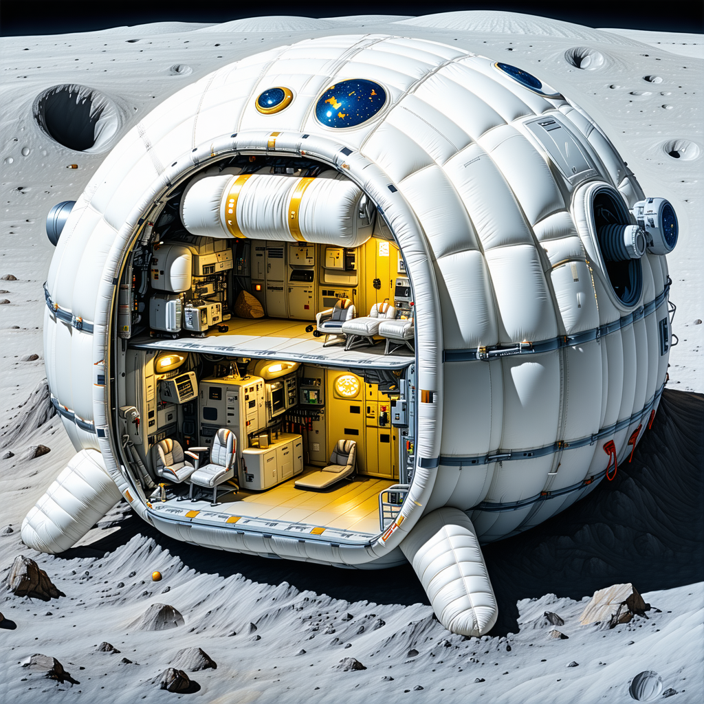 A Large White Spacecraft Is Sitting On The Moon's Surface