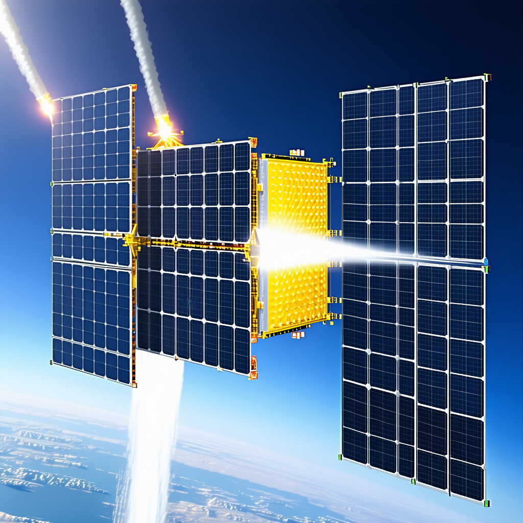A Solar Panel Space Station Floating In The Sky