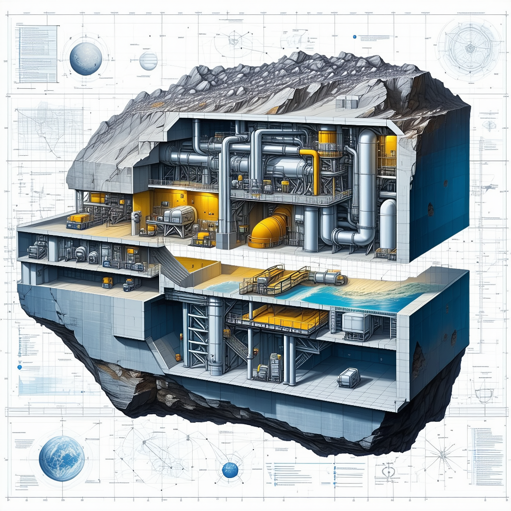 A Large, Detailed Drawing Of A Space Station Is Shown, With A Focus On The Interior