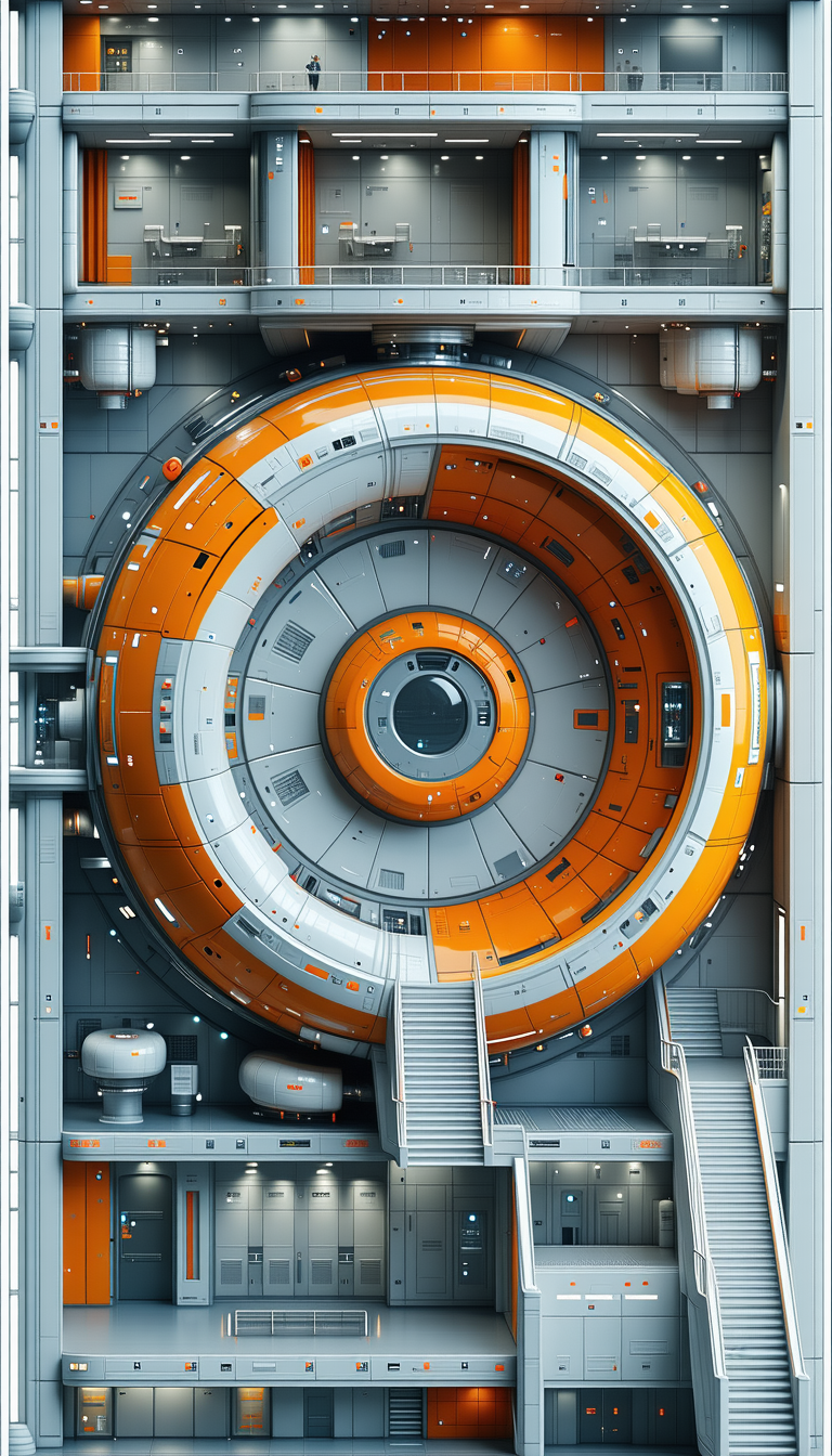 In The Image, There Is A Large, Futuristic-looking Spacecraft With A Circular
