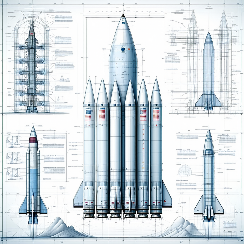 The Image Is A Detailed Drawing Of A Rocket Ship, Showcasing Its Various Components