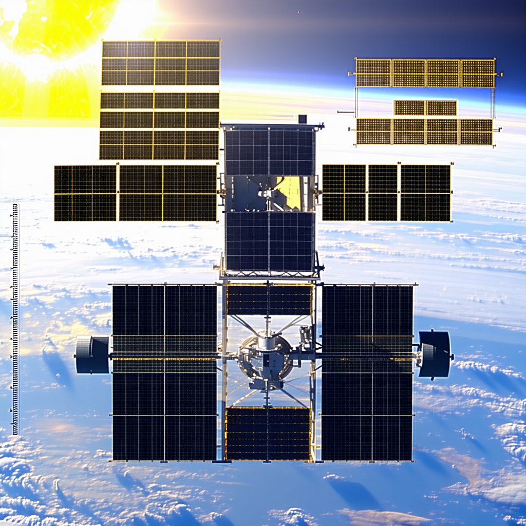 A Space Station With A Large Number Of Solar Panels On Its Side
