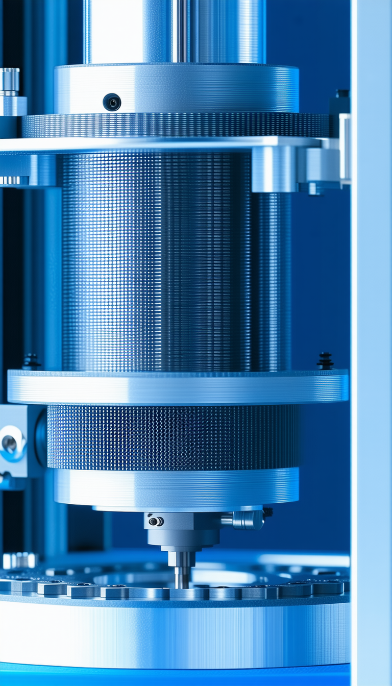 A Large Metal Cylinder With A Mesh-like Structure On Its Surface