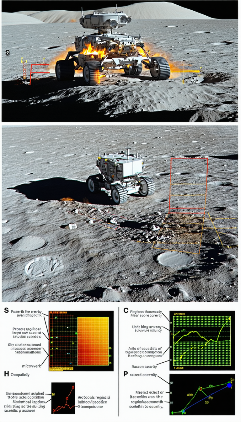 A Robotic Vehicle, Possibly A Rover, Driving Across A Rocky Terrain