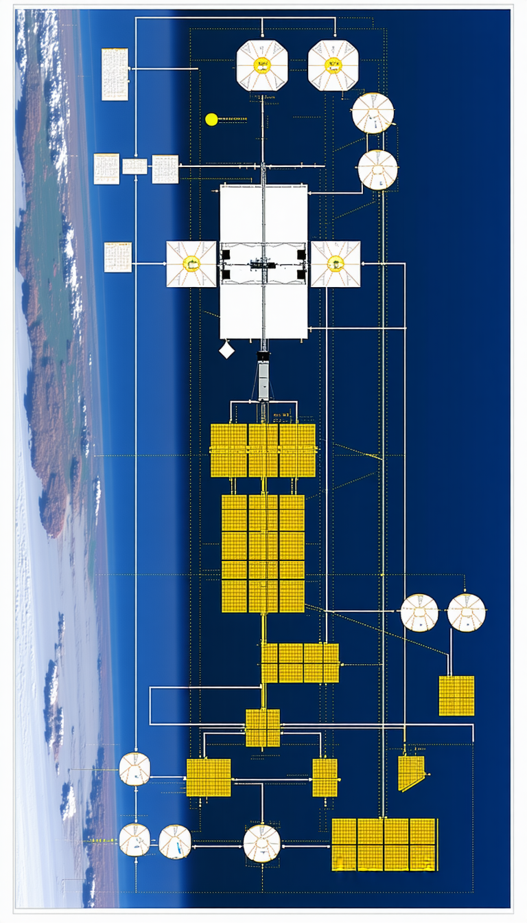 A Large Space Station Is Shown In A Drawing, With A Large Dome At The Top