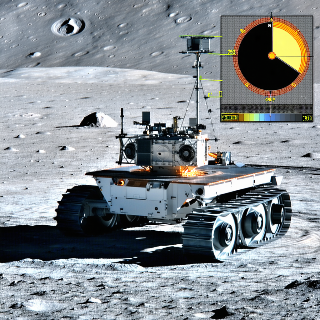 A White Robotic Vehicle Is Driving On The Moon's Surface