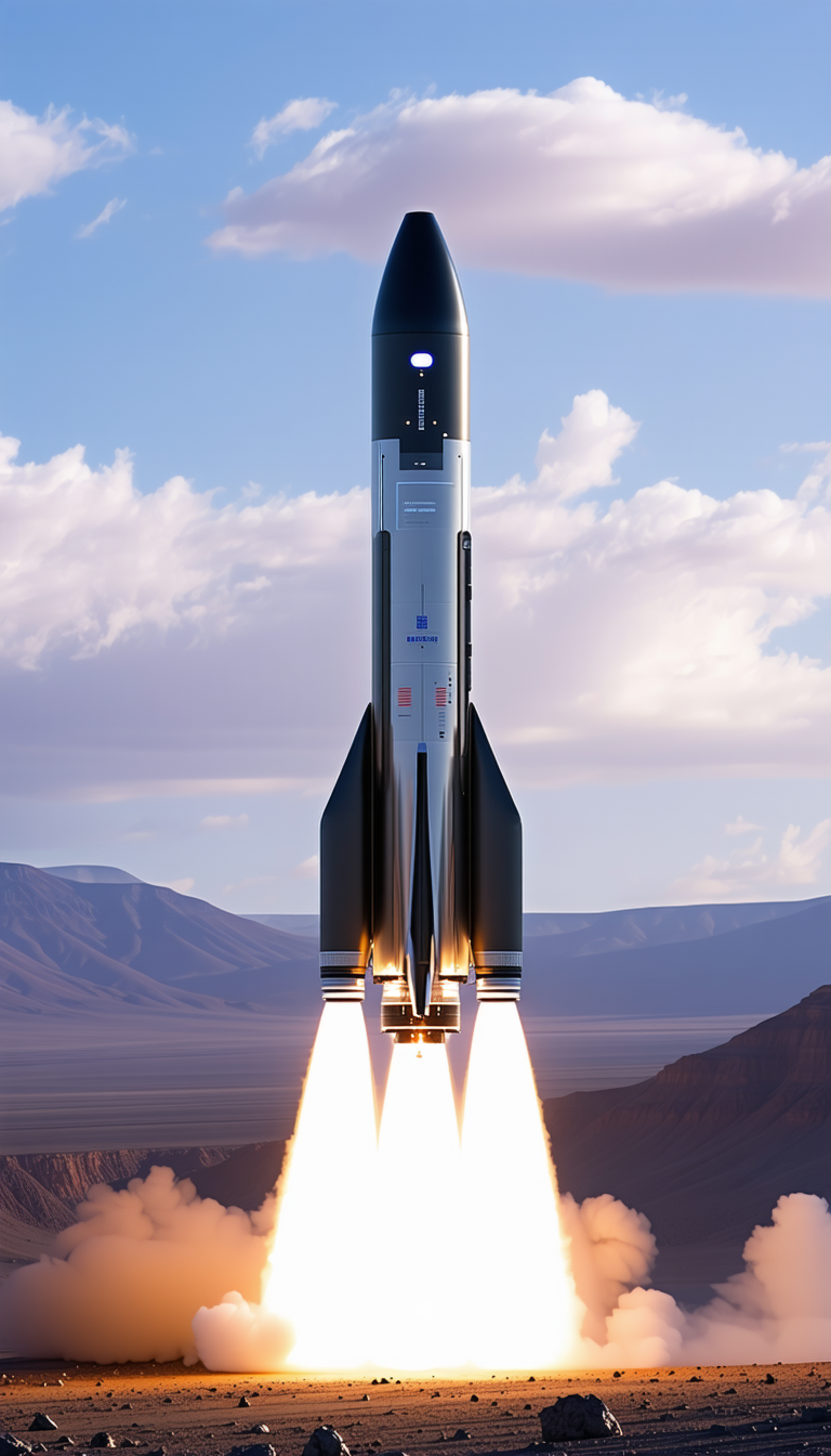 A Rocket Launching Into The Sky, With Its Powerful Engine Propelling It Upwards