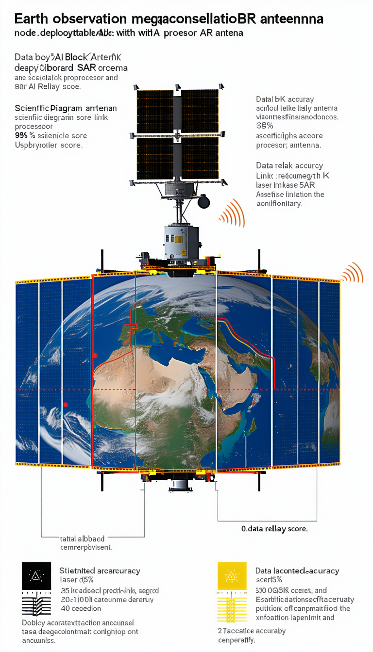 A Large Satellite Is Shown In A Diagram, With A Large Globe In The Center