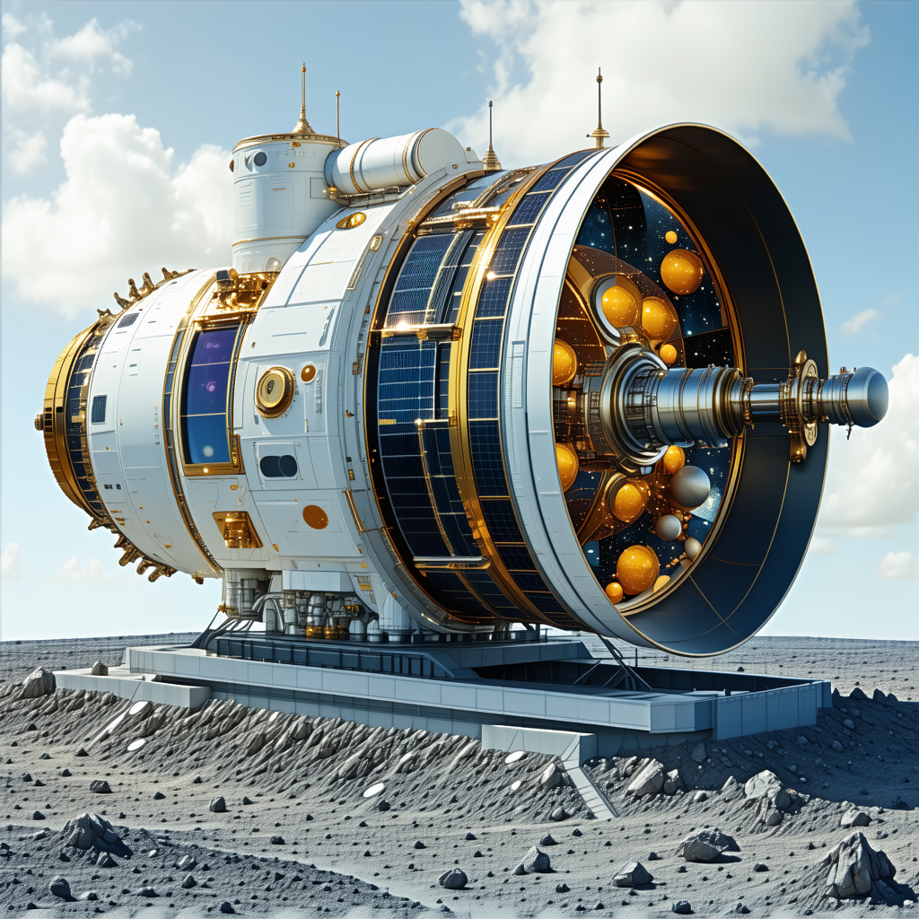 A Large, Futuristic Spacecraft With A Dome-shaped Structure On Top