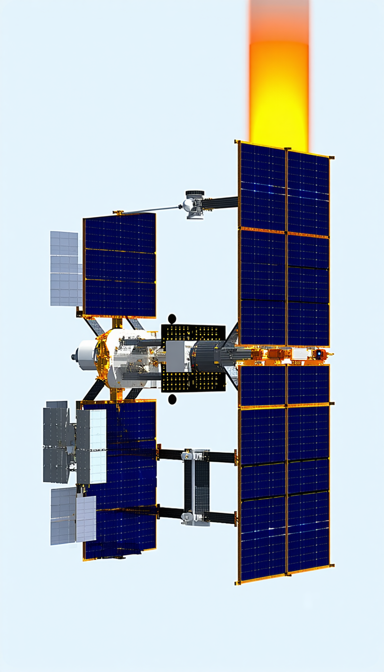 A Large Spacecraft With A Solar Panel On Its Side