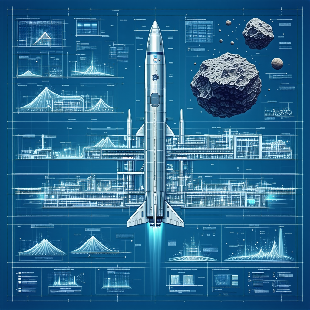 A Space Shuttle Is Shown In A Blue And White Illustration