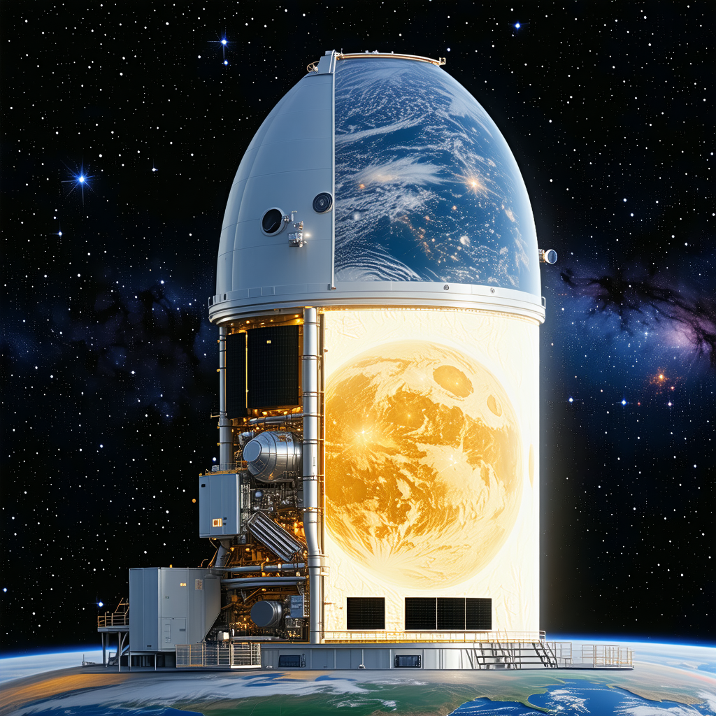A Large, White Space Station With A Dome-shaped Structure On Top