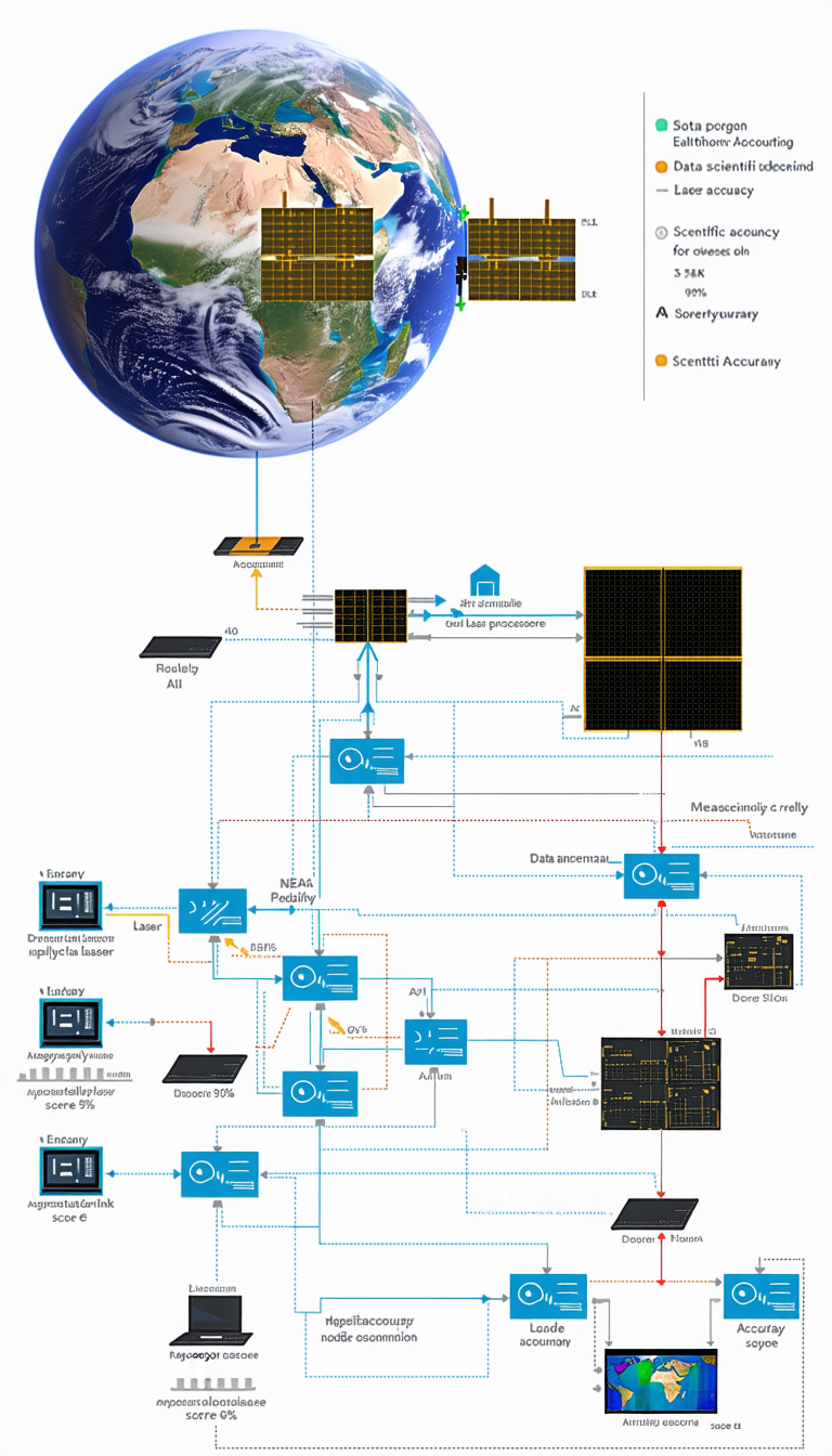 The Image Is A Diagram Showing The Process Of A Satellite's Data Transmission