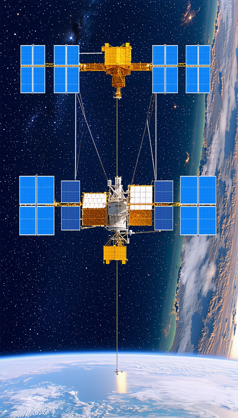 A Space Station With A Large Satellite Dish On Top Of It