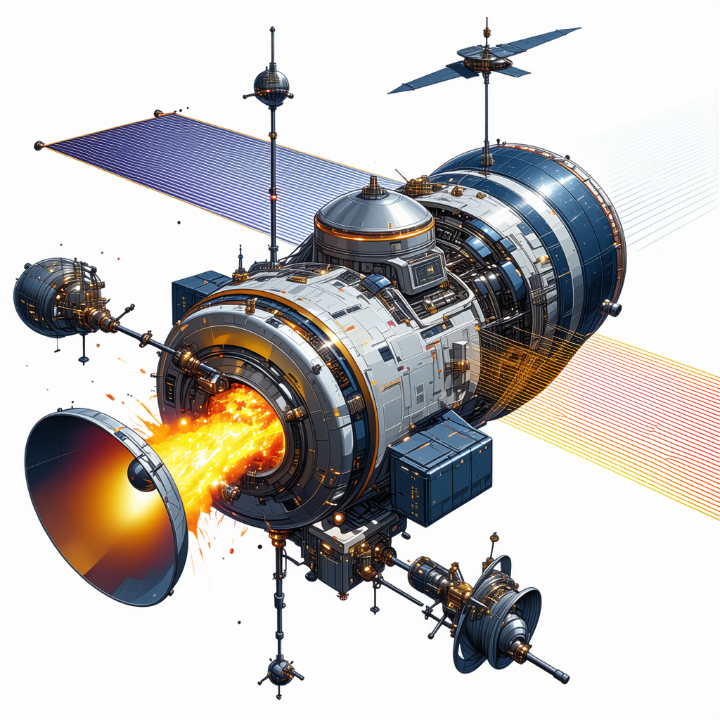 A Futuristic Spacecraft Is Shown In A White Background