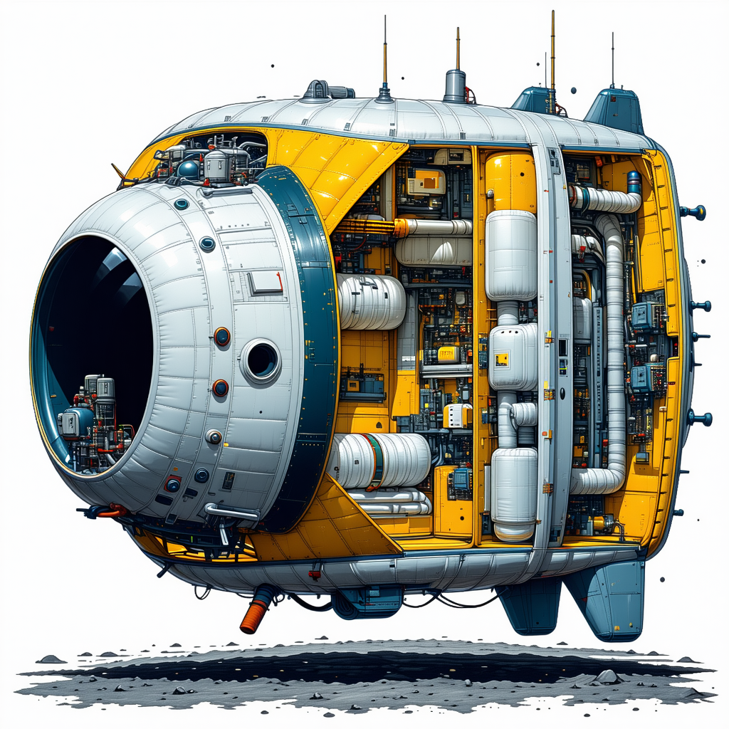 A Large, Round Spacecraft Is Shown In A Drawing, With A Hollow Center