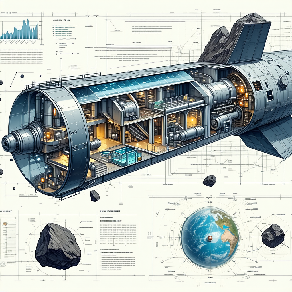 A Large Spacecraft Is Shown In A Detailed Drawing, With A Large Globe In The Center Of The Image
