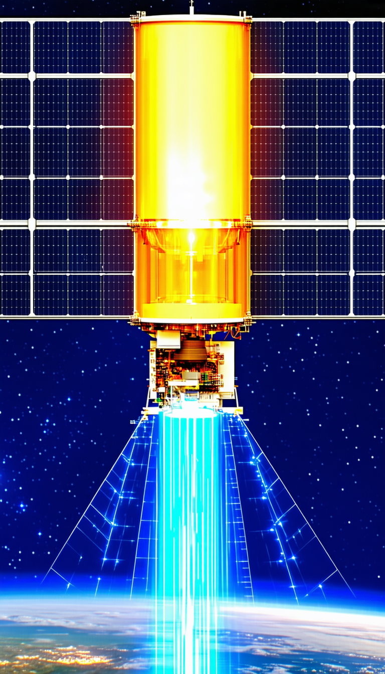 A Large, Brightly Lit Spacecraft With A Long