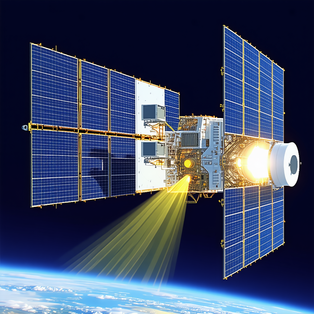 A Spacecraft With A Large Solar Panel On Its Side