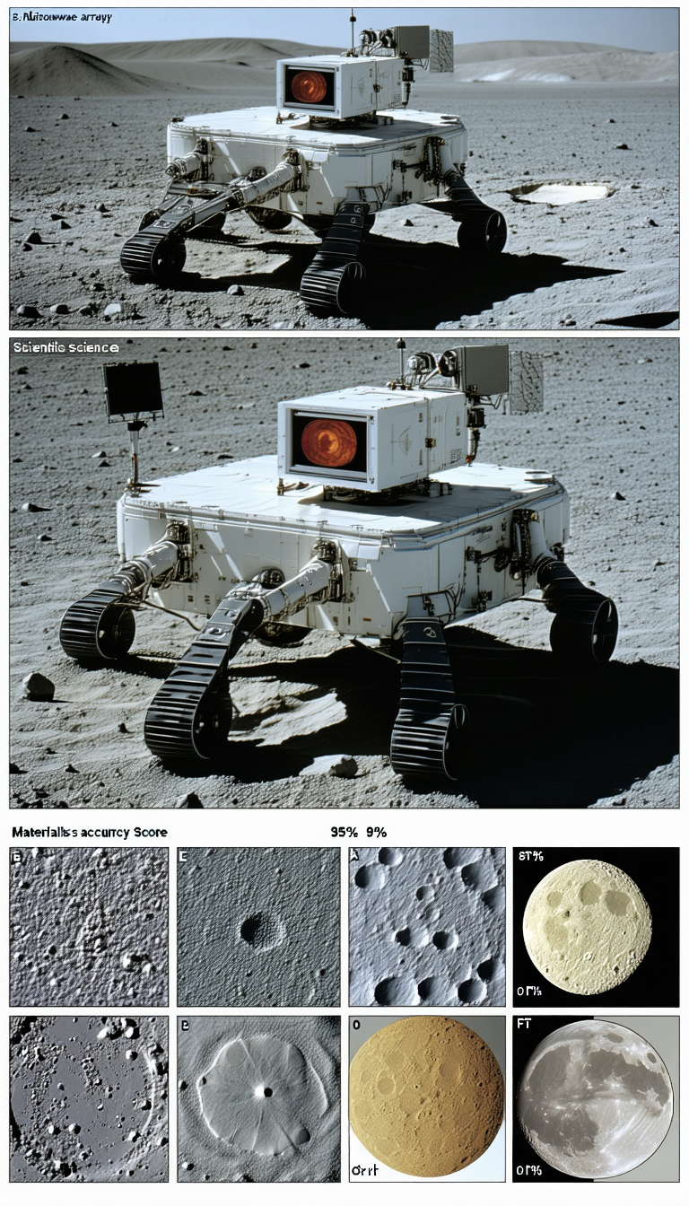 The Image Is A Collage Of Four Different Pictures, Each Showing A Different Aspect Of A Moon Landing