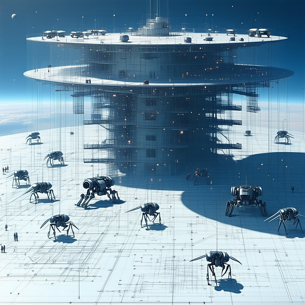 futuristic scene, massive building dome-shaped