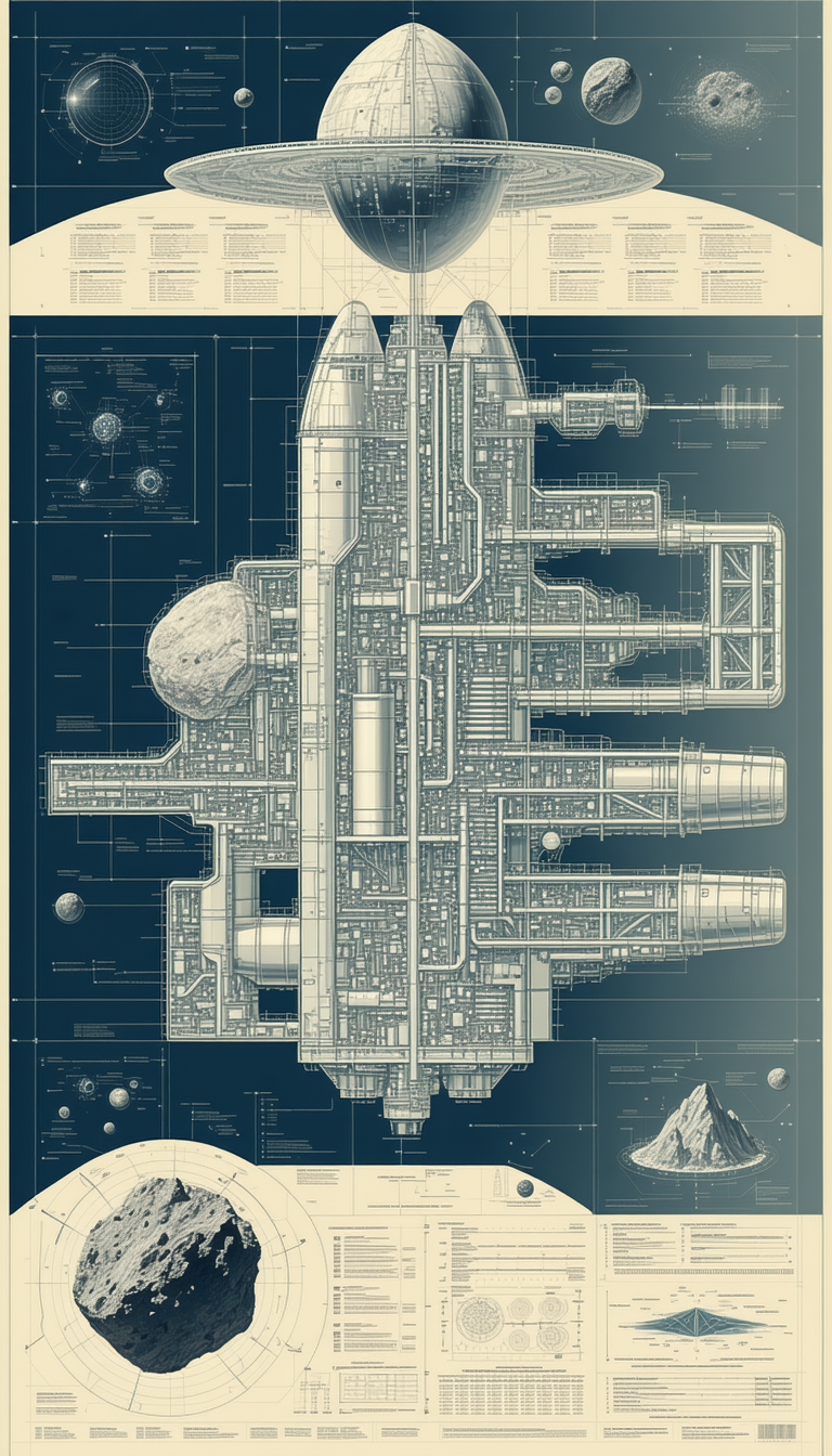 A Blueprint Of A Spacecraft Is Displayed, Showing The Various Components Of The Ship