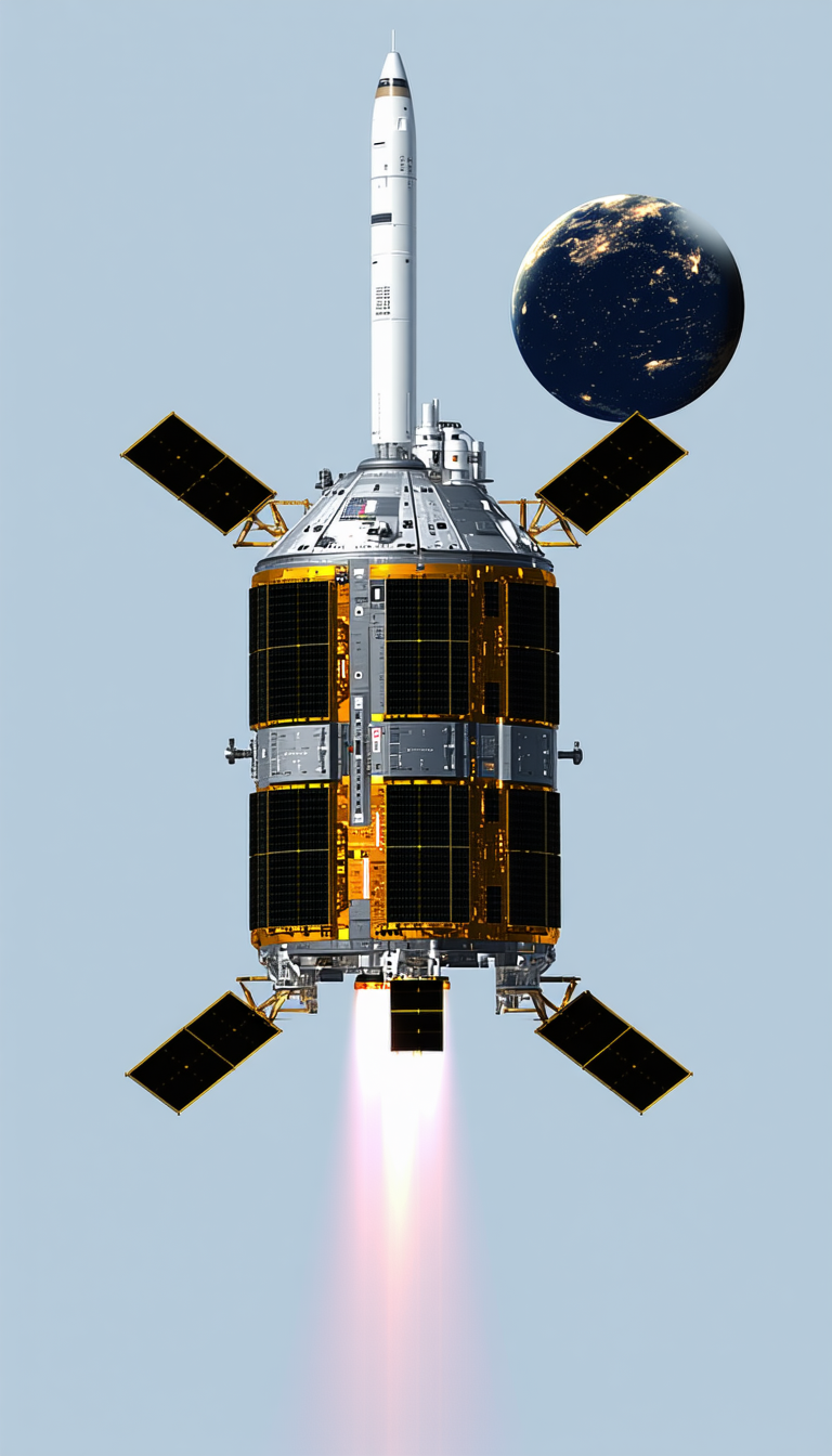 spacecraft shown close-up view