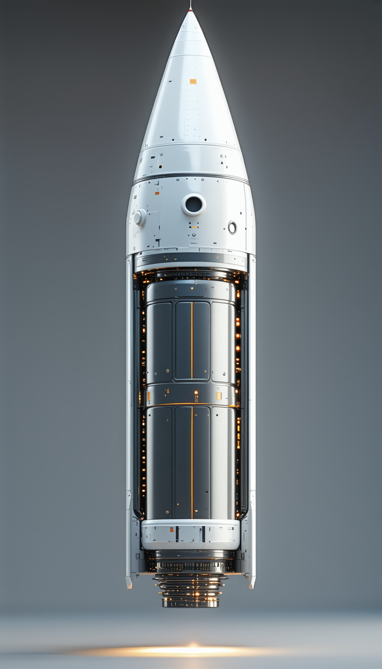 A Large Rocket Ship Is Shown In A Close-up View