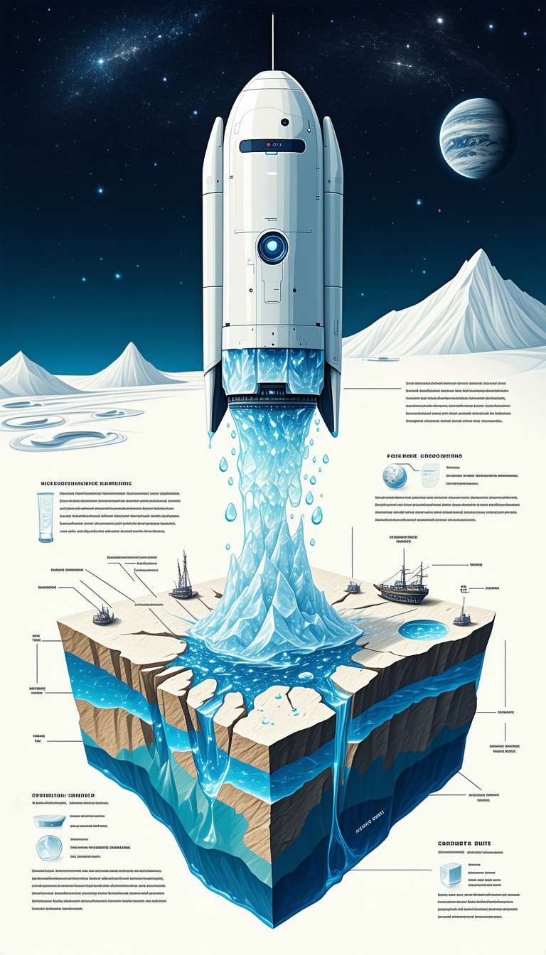 The Image Is A Poster That Features A Rocket Ship With A Water Tower On Top Of It