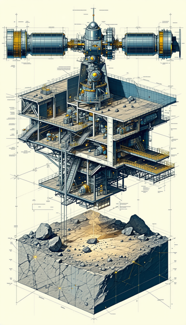 A Large, Multi-level Structure Is Depicted In A Drawing