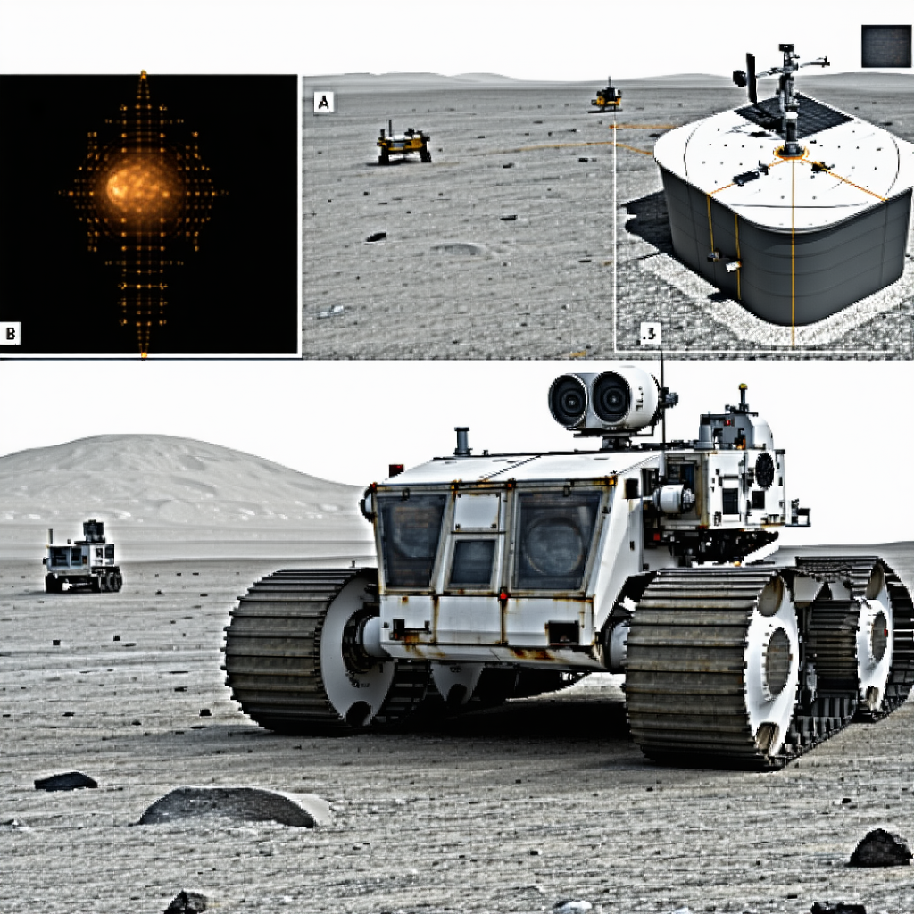 A White Robotic Vehicle Is Driving Across A Rocky Terrain