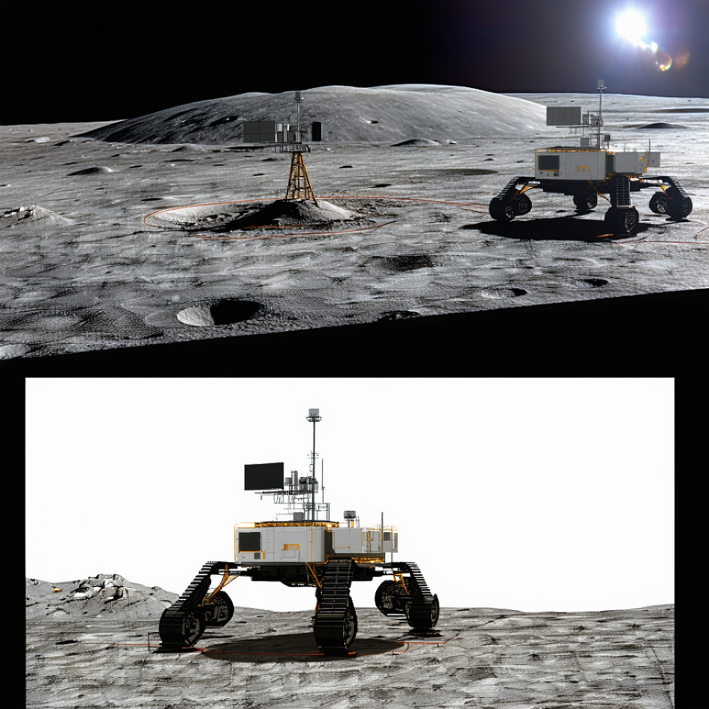 A Large Rover On A Rocky Surface, Likely On The Moon