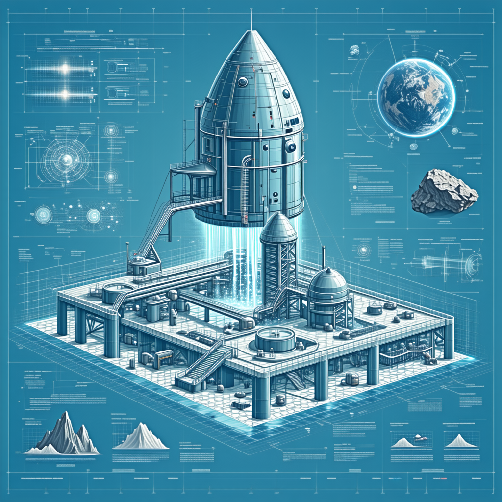 The Image Is A Blue And White Illustration Of A Space Shuttle, Showcasing Its Various Components