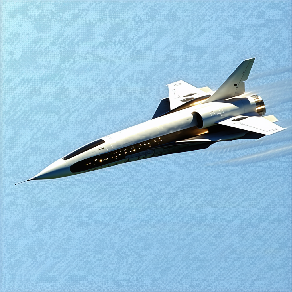 A White Jet Is Flying Through The Sky, Leaving A Trail Of Smoke Behind It