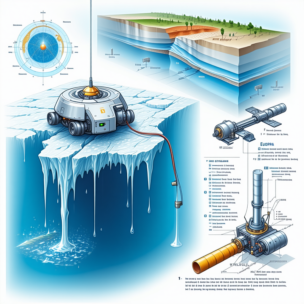 A Blue And White Illustration Shows A Robotic Device On A Frozen Surface