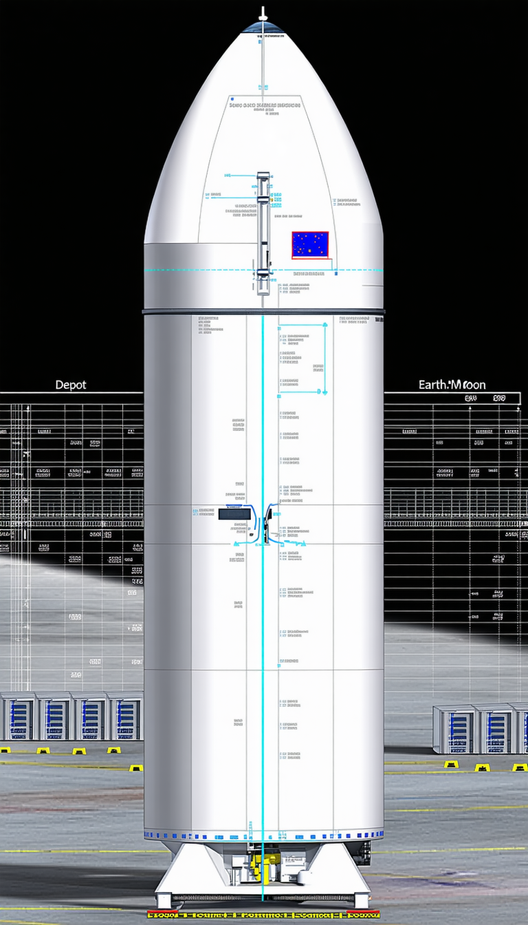 A Large White Rocket Ship Is Shown In A Computer Generated Image