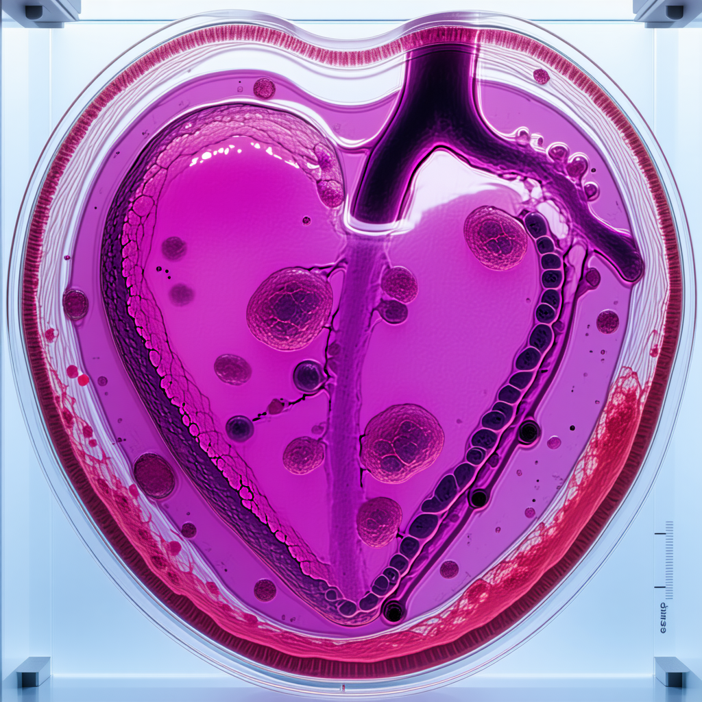 A Purple Heart-shaped Container Filled With A Red Liquid