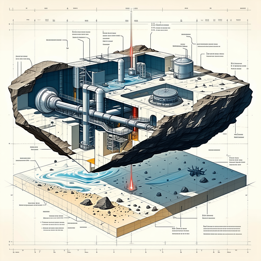 large, detailed drawing subterranean structure